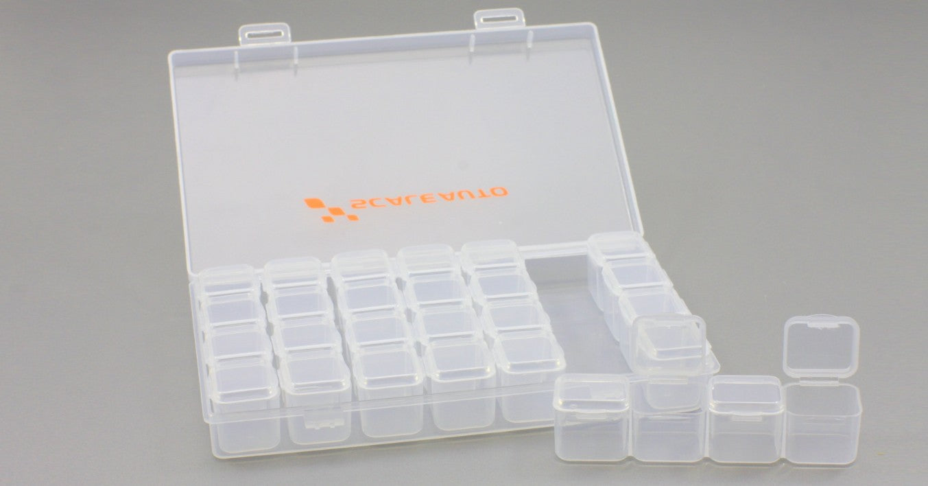 Caja Organizadora de 28 Compartimentos de Medida 175x110x27mm. en Plastico Transparente