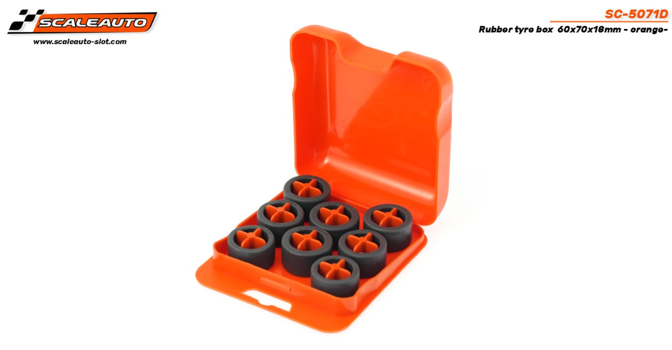 Caja porta neumaticos goma 60x70x18mm -naranja-