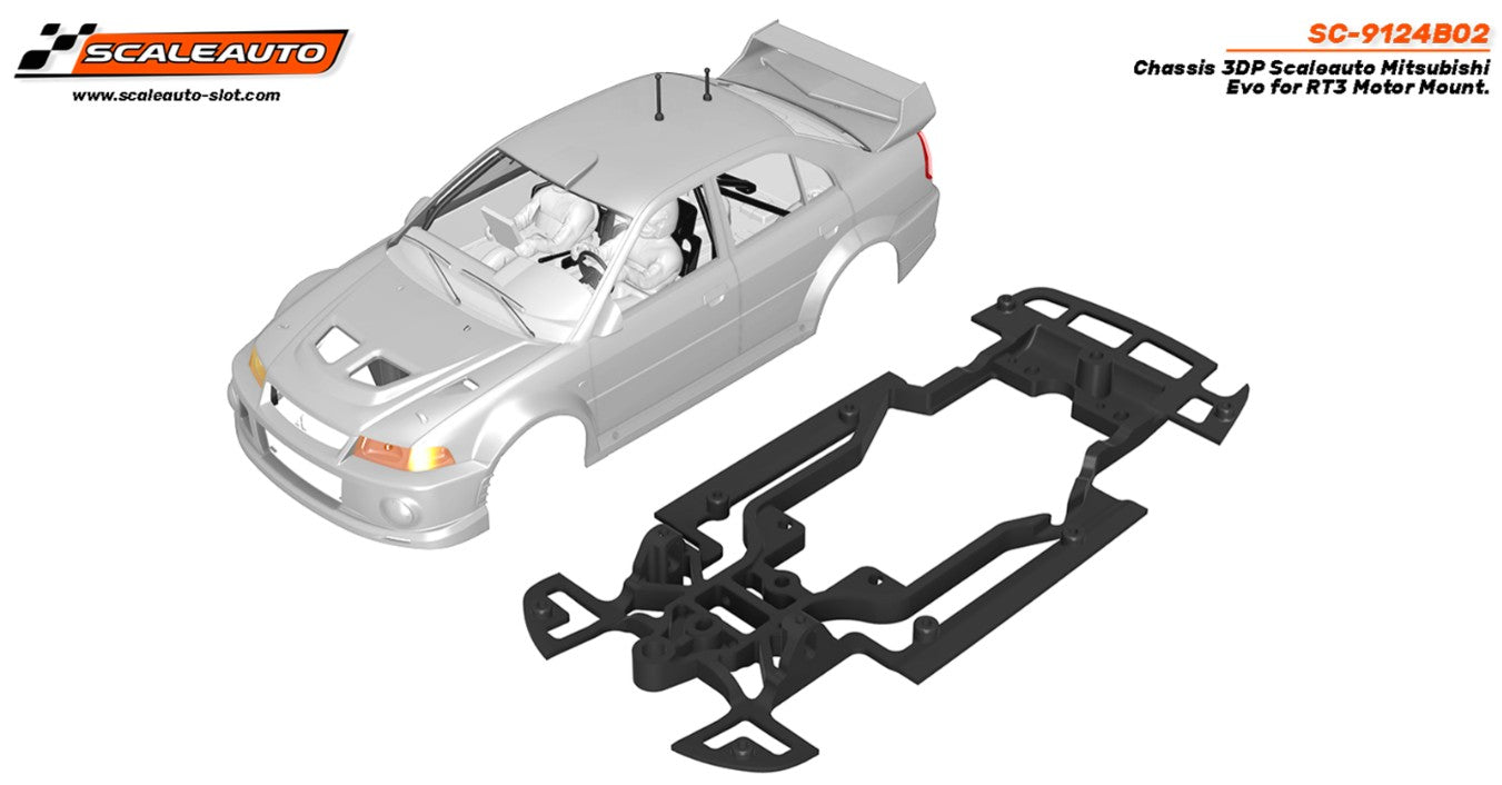 Chasis 3DP Scaleauto Mitsubishi Evor para Soporte Motor RT3