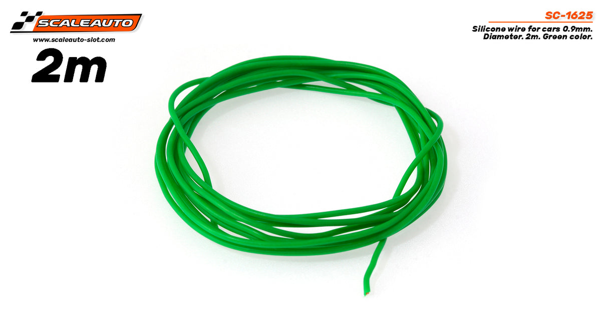 Cable silicona para coches 0.9mm. Diámetro. 2m. Color verde. · Scaleauto SC-1625