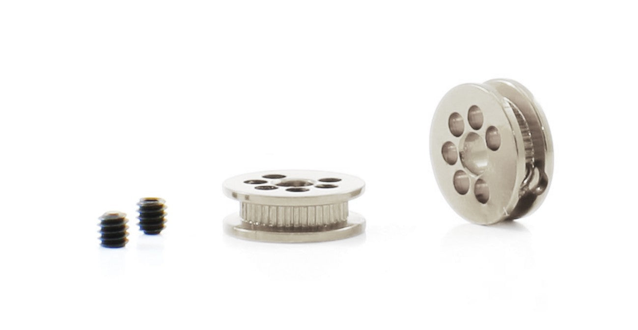 Polea Alumino Mecanitzat 6.5mm Eix 3/32 (2,38mm) Daurada (x2)