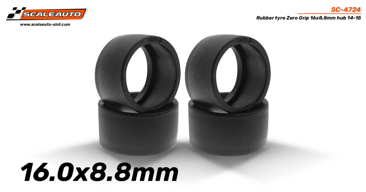 Neumatico Goma Zero Grip 16x8.8mm. Perfil Bajo · Scaleauto SC-4724