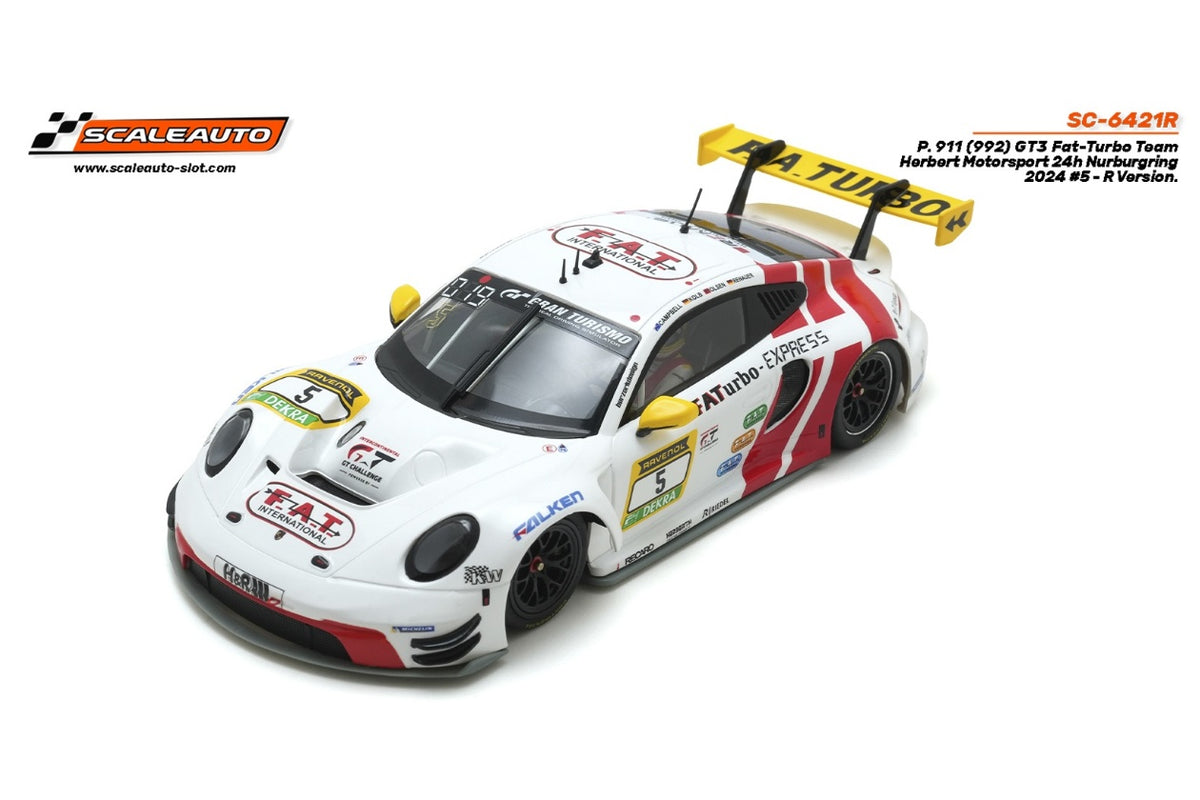 Modelo compatible: PORSCHE 911 (MODEL 992) GT3 – 24 NURBURGRING 2024 – R-VERSION. Foto orientativa del coche; se vende únicamente el chasis 3D.