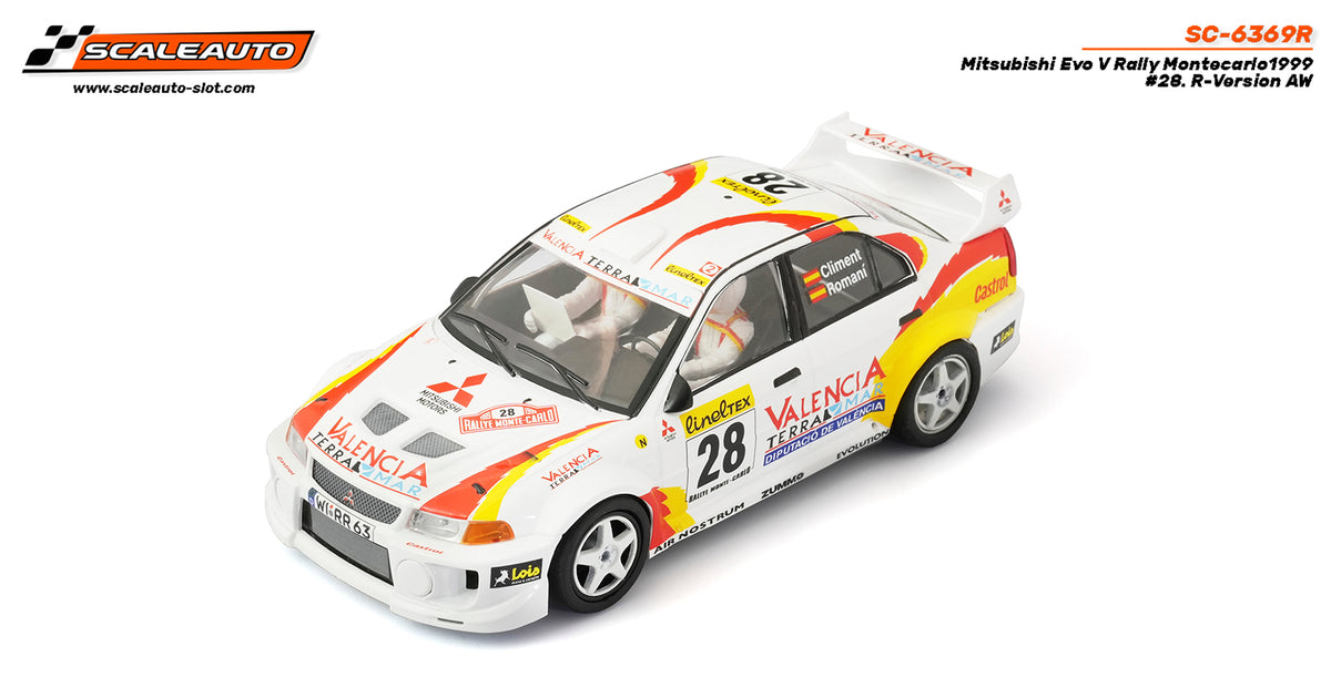 Mitsubishi Evo V Rally Montecarlo 1999 #28 Climent/Romani. R-Version AW · Scaleauto SC-6369R
