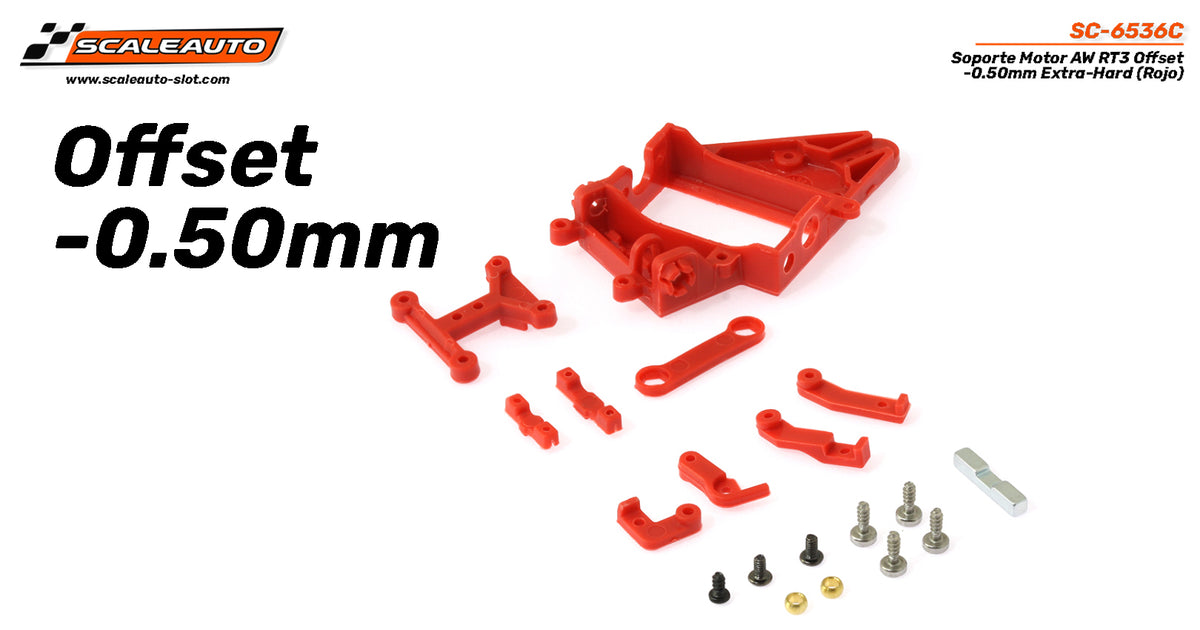 Soporte Motor AW RT3 Offset -0.50mm Hard (Rojo) · Scaleauto SC-6536C · Fotografía 3