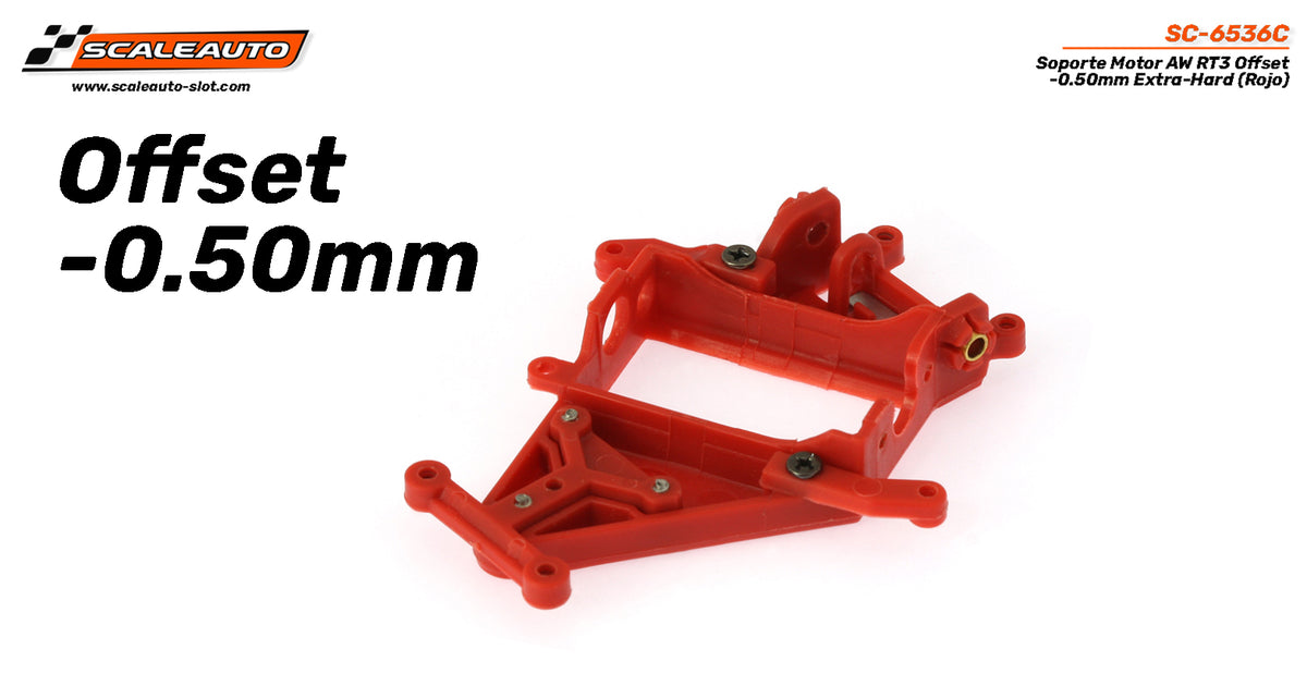 Soporte Motor AW RT3 Offset -0.50mm Hard (Rojo) · Scaleauto SC-6536C · Fotografía 2