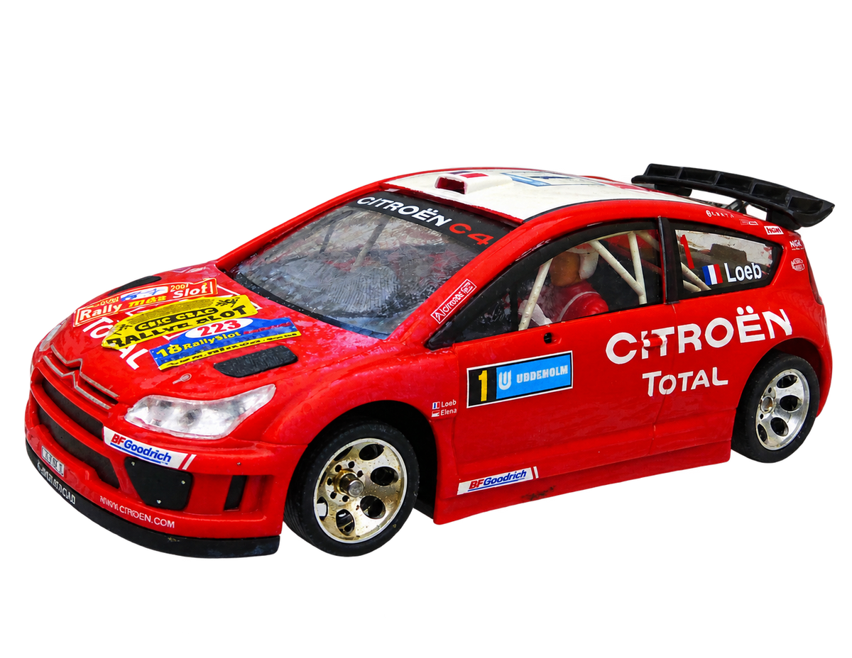 Modelo compatible: CITROEN C4 WRC SWEDISH 07 LOEB REF.50494 NINCO. Foto orientativa del coche; se vende únicamente el chasis 3D.