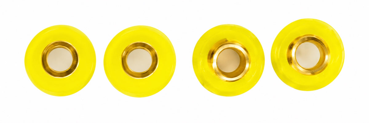 Cuatro cojinetes U3D de un labio con cuerpo 3D amarillo y rótula interior de latón para slot