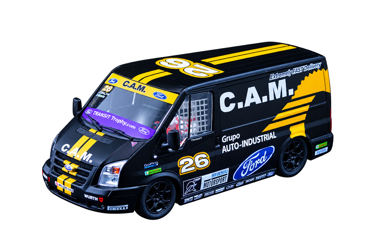 Modelo compatible: Ford Transit Fly – Estoril 2011. Foto orientativa del coche; se vende únicamente el chasis 3D.