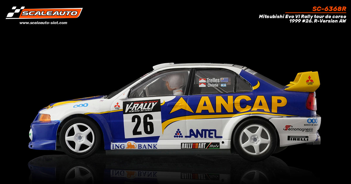 Mitsubishi Evo VI Ancap Rally Tour de Corse 1999 #26 Trelles / Christie. R-Version AW · Scaleauto SC-6368R · Fotografía 2