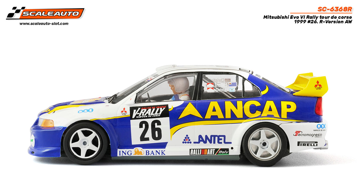 Mitsubishi Evo VI Ancap Rally Tour de Corse 1999 #26 Trelles / Christie. R-Version AW · Scaleauto SC-6368R · Fotografía 6
