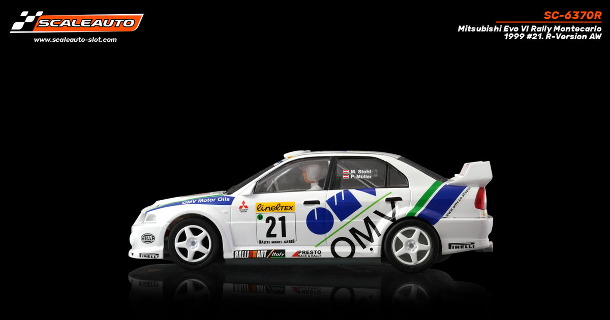 Mitsubishi Evo VI OMV Rally Montecarlo 2000 #21 Stohl / Muller. R-Version AW · Scaleauto SC-6370R · Fotografía 2