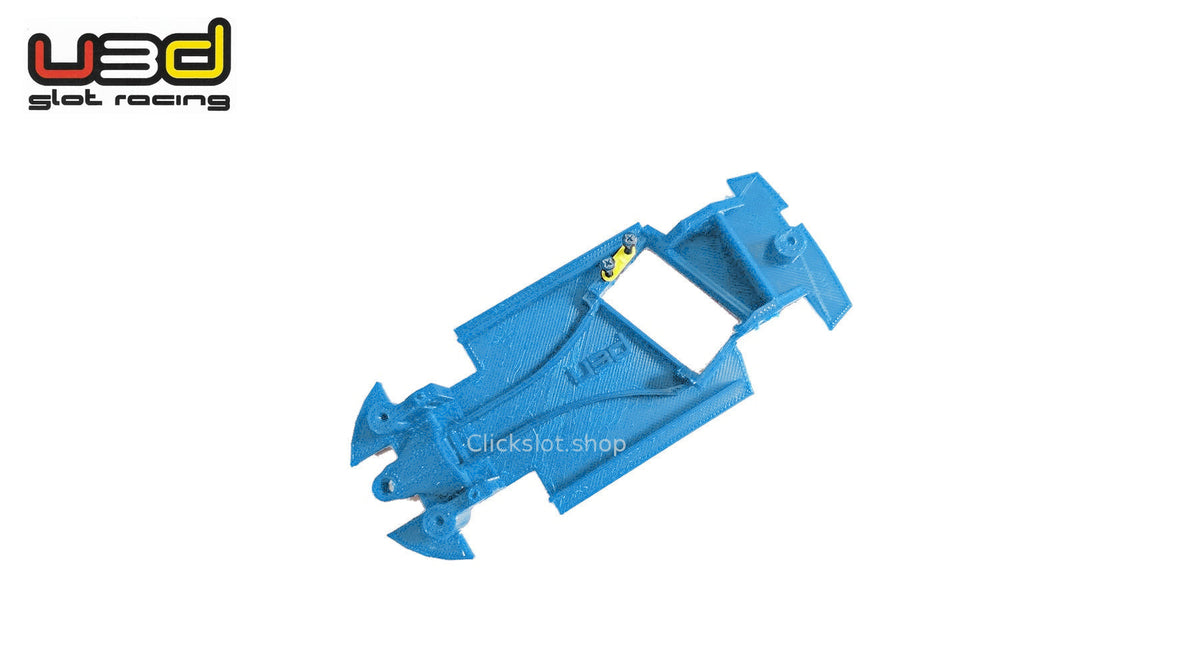 Chasis 3D ángulo Subaru Avant Slot U3d Slot Racing — nuevo azul U3D, logo y marca de agua Clickslot.shop
