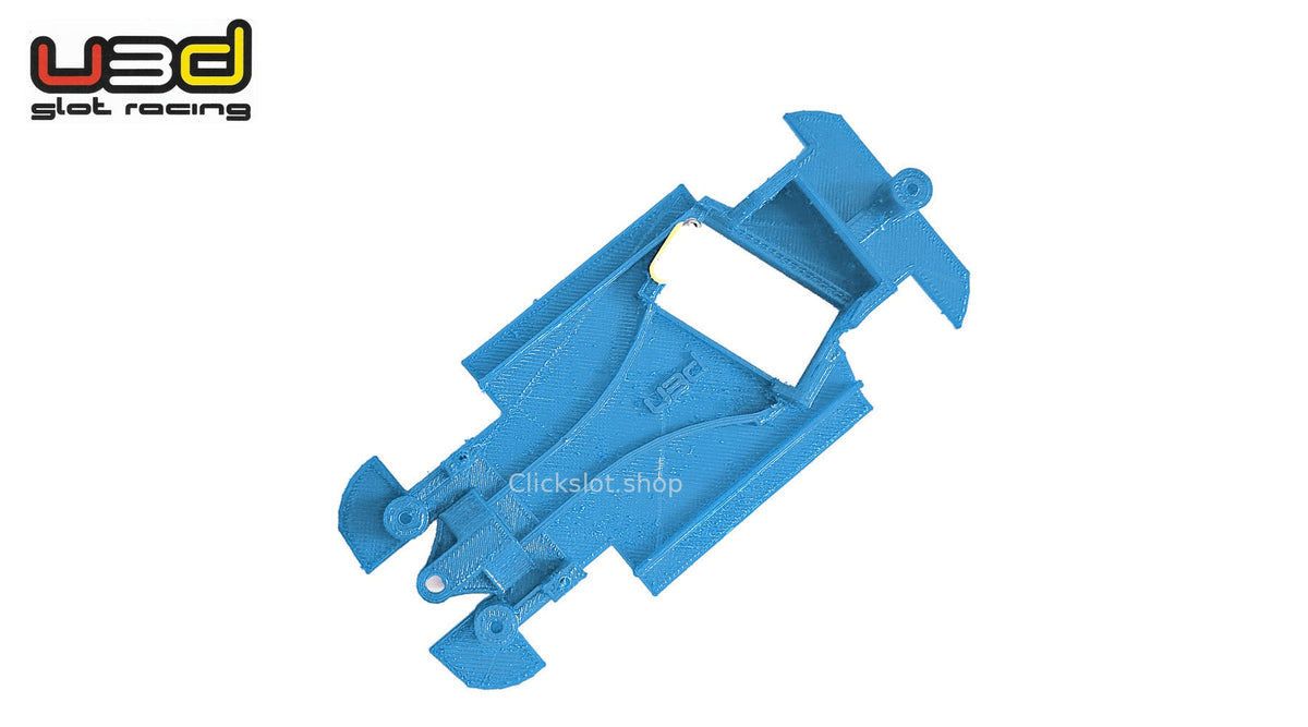 Chasis 3D ángulo Citroën Xsara Pro Scalextric U3d Slot Racing — nuevo azul U3D, logo y marca de agua Clickslot.shop
