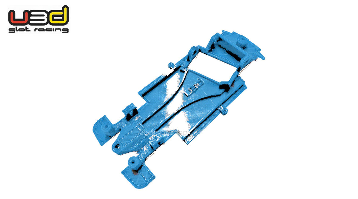 Chasis 3D ángulo Ford Puma Rally1 WRC Scalextric U3d Slot Racing — nuevo azul U3D, logo y marca de agua Clickslot.shop