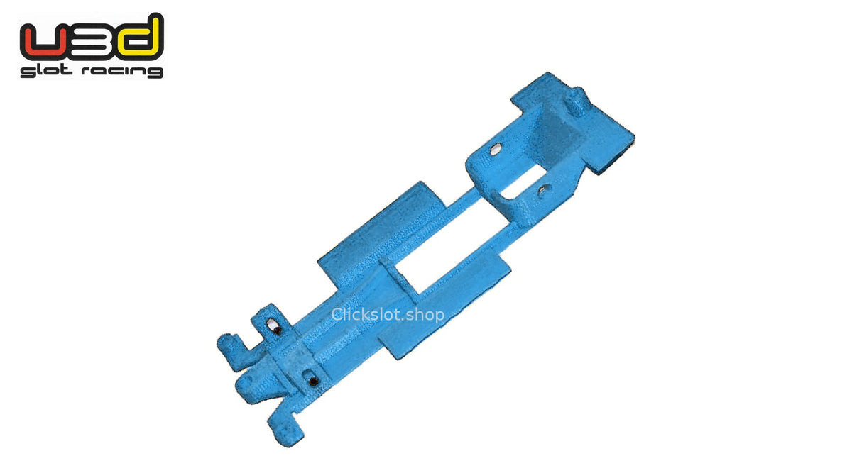 Chasis 3D línea Ford Sierra Cosworth Scalextric U3d Slot Racing — nuevo azul U3D, logo y marca de agua Clickslot.shop