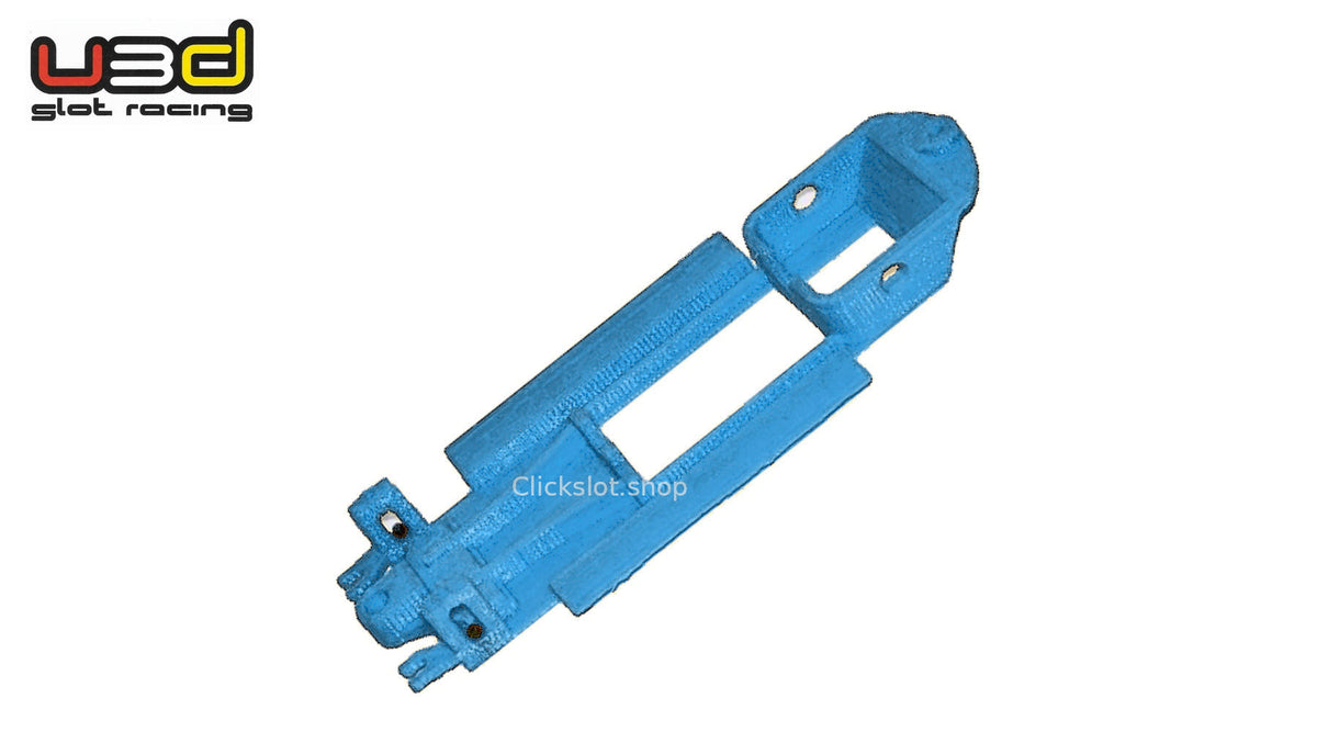 Chasis 3D línea Renault Alpine A-110 Scalextric U3d Slot Racing — nuevo azul U3D, logo y marca de agua Clickslot.shop