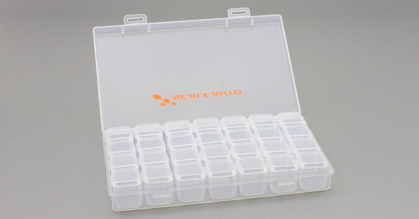 Caja Organizadora de 28 Compartimentos de Medida 175x110x27mm. en Plastico Transparente