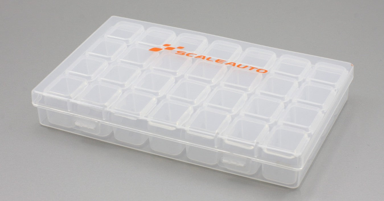 Caja Organizadora de 28 Compartimentos de Medida 175x110x27mm. en Plastico Transparente