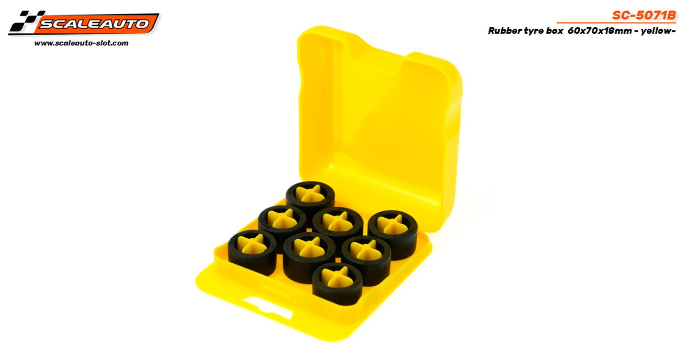 Caja porta neumaticos goma 60x70x18mm -amarilla-
