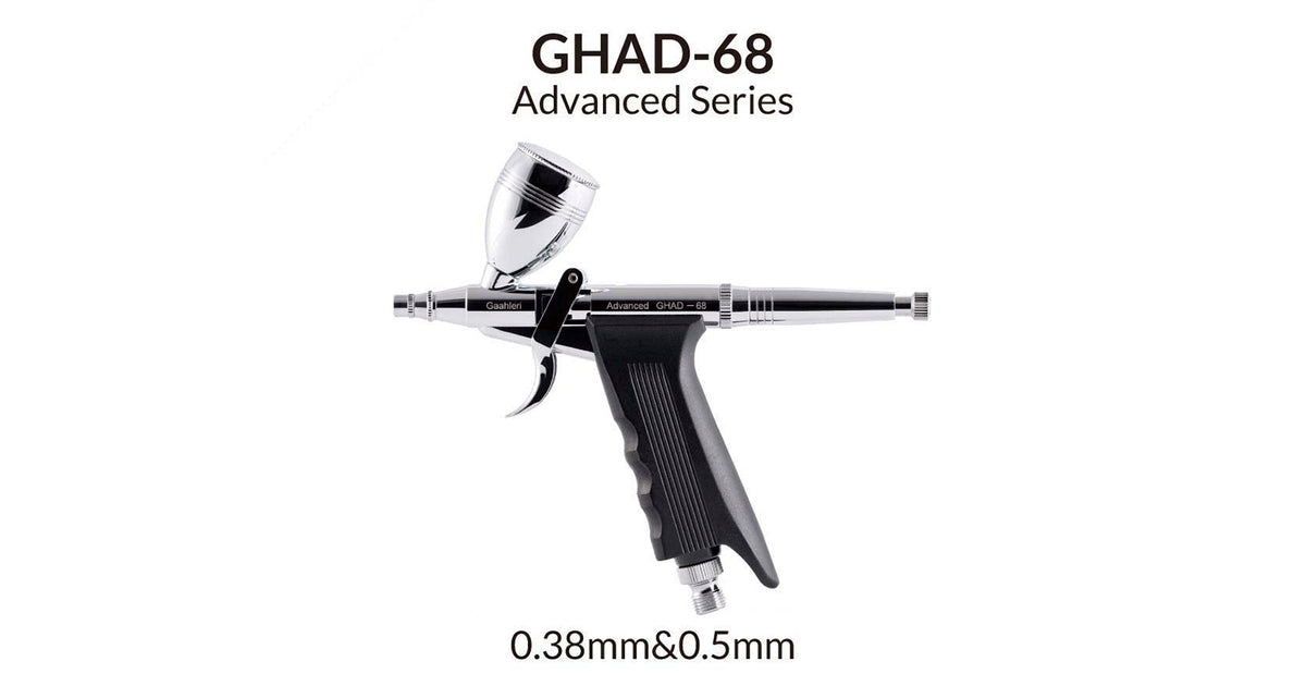 Aerografo Gaahleri gravedad GHAD-68 con agujade 0.38 y 0.5mm. Doble taza de 14ml (1/2 oz) y 7ml (1/4 oz) · Gaahleri GA-40140