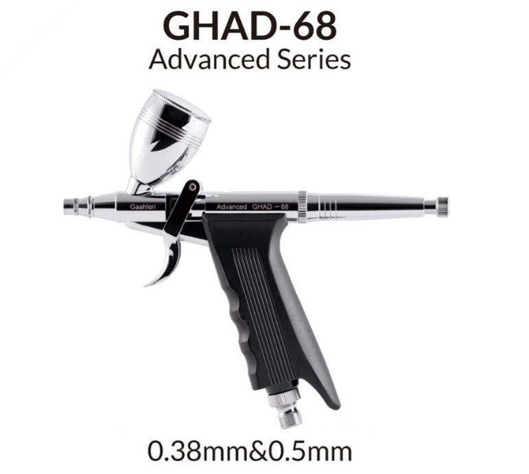 Aerògraf Gaahleri ​​gravetat GHAD-68 amb agujade 0.38 i 0.5mm. Doble tassa de 14ml (1/2 oz) i 7ml (1/4 oz)