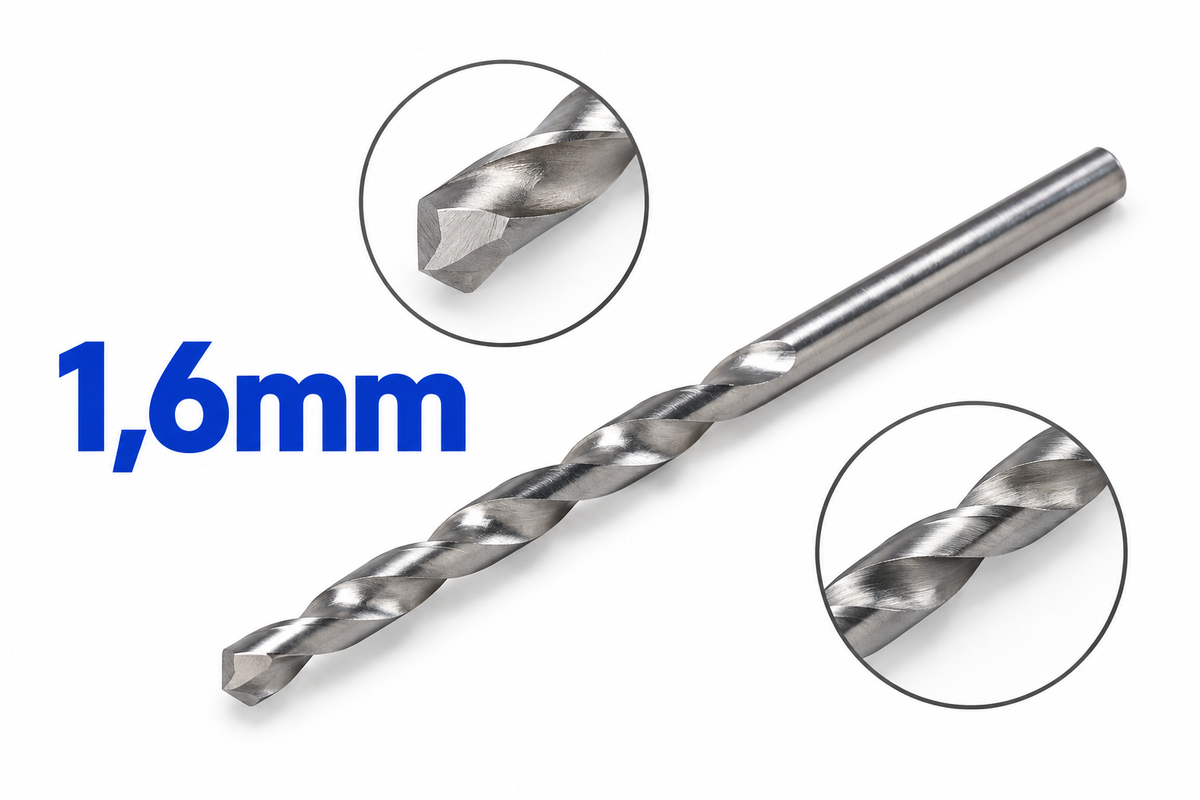 Broca HSS Ø1,6 mm – Broca previa para macho de roscar M2 – Slot · K3D