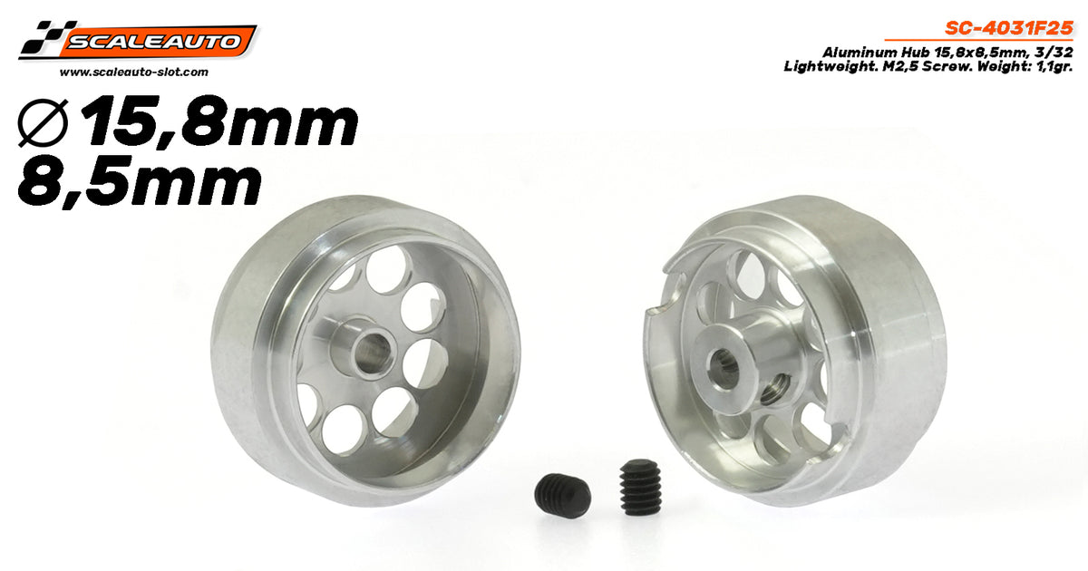 Llanta Aluminio 15.8x8.5mm. Lightweight para Ejes 2,38mm. x2 · Scaleauto SC-4031F25