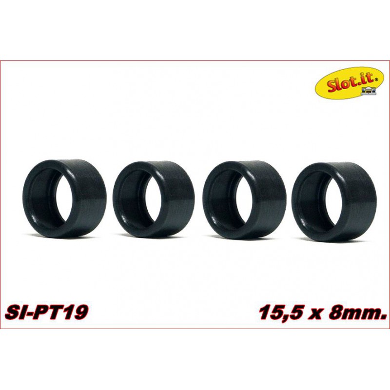 Neumático Goma 15.5x8mm. Slick P4 Perfil Bajo x4 · Slot.it SI-PT19