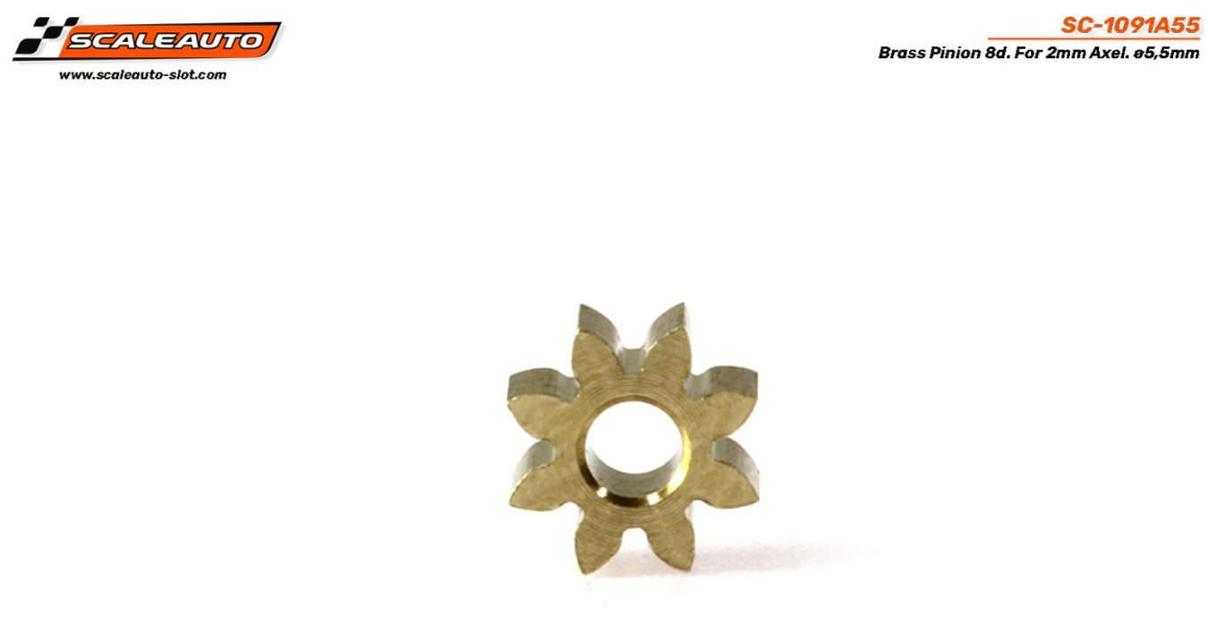 Piñón 8d. laton ø5,5mm  para eje 2mm. (2 unidades)