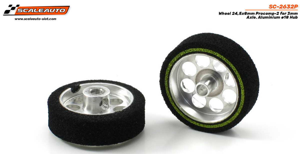 Rueda Esp. 24.5x8mm Procomp-2 para Eje 3mm. Llanta en Aluminio ø19mm