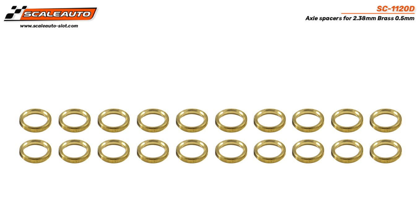 0.5mm spacers for 2.38mm shaft in bronze (x20)