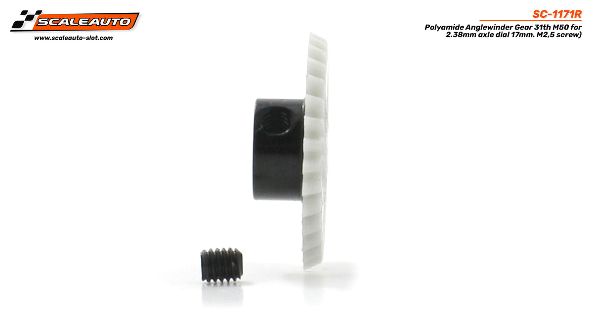 Corona 31d. Anglewinder ProComp-RS M50 25º para eje 2.38mm. ø17mm. Tornillo M2,5. · Scaleauto SC-1171R · Fotografía 2