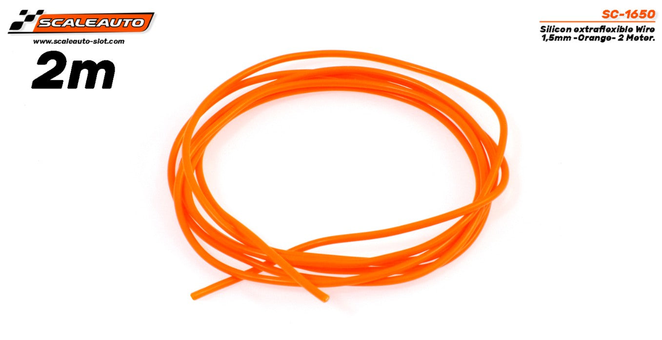 1.5mm cable. Orange silicone-coated. 2 meters.