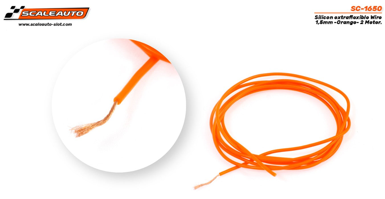 1.5mm cable. Orange silicone-coated. 2 meters.