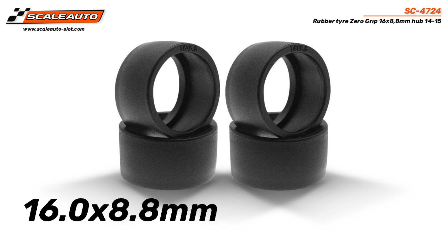 Zero Grip Rubber Tire 16x8.8mm. Low Profile
