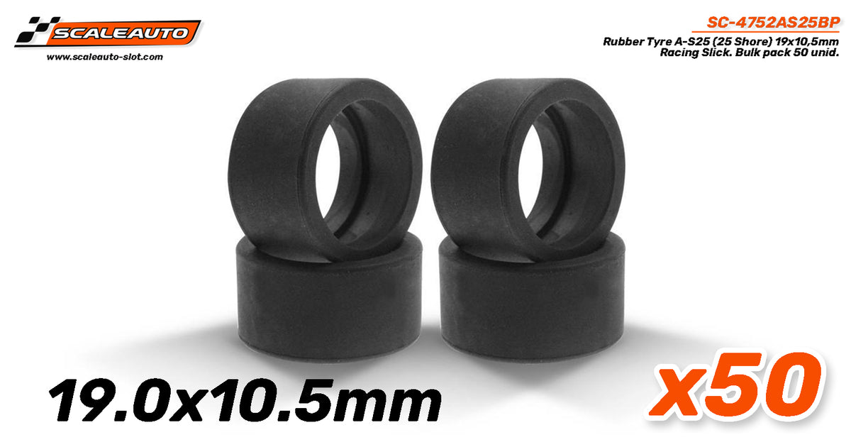 Neumatico Goma A-S25 (Shore 25) 19x10,5mm Racing Slick x50u · Scaleauto SC-4752AS25BP