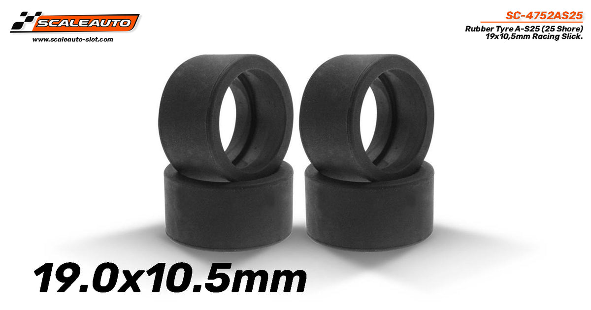 Neumatico Goma A-S25 (Shore 25) 19x10,5mm Racing Slick  x4u · Scaleauto SC-4752AS25