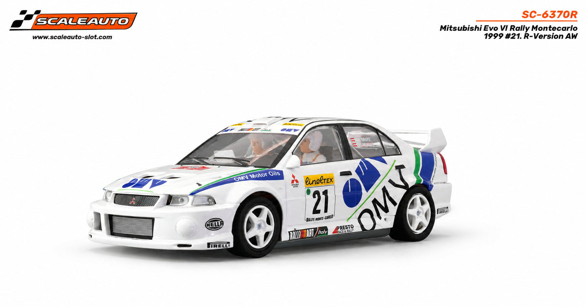 Mitsubishi Evo VI OMV Rally Montecarlo 2000 #21 Stohl / Muller. R-Version AW · Scaleauto SC-6370R