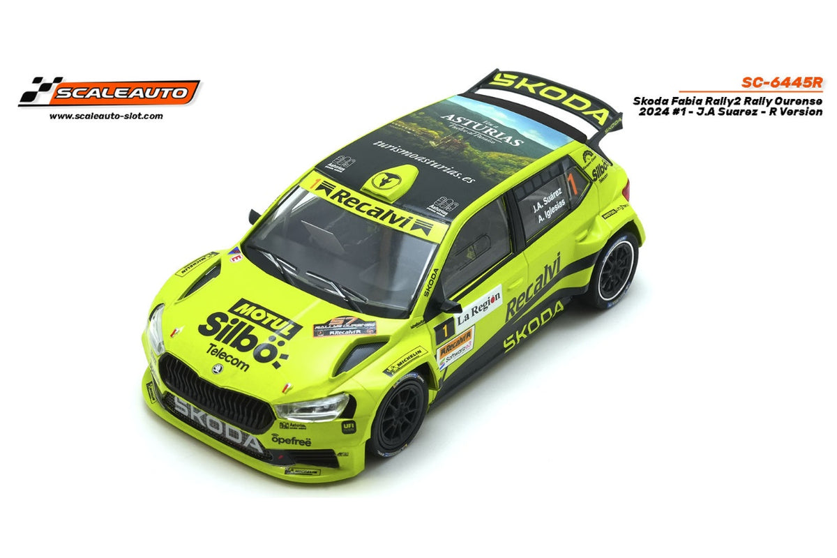 Modelo compatible: SKODA FABIA RALLY2 – RALLY OURENSE 2024. Foto orientativa del coche; se vende únicamente el chasis 3D.