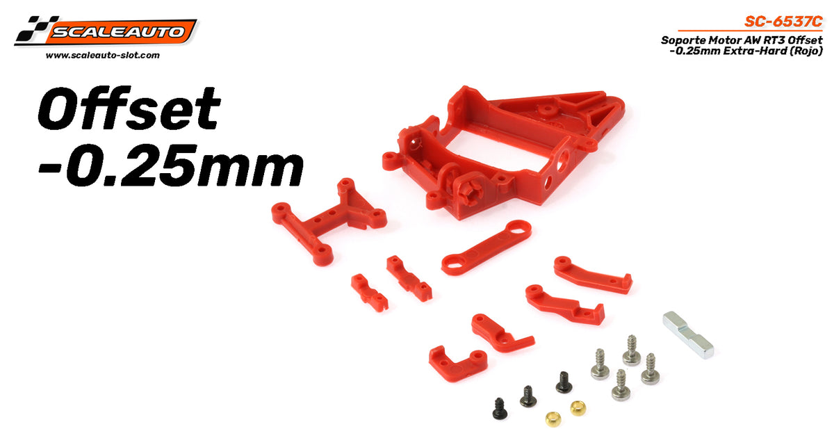 Soporte Motor AW RT3 Offset -0.25mm Hard (Rojo) · Scaleauto SC-6537C · Fotografía 3