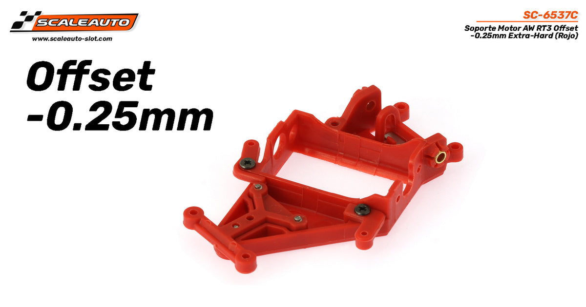 Soporte Motor AW RT3 Offset -0.25mm Hard (Rojo) · Scaleauto SC-6537C