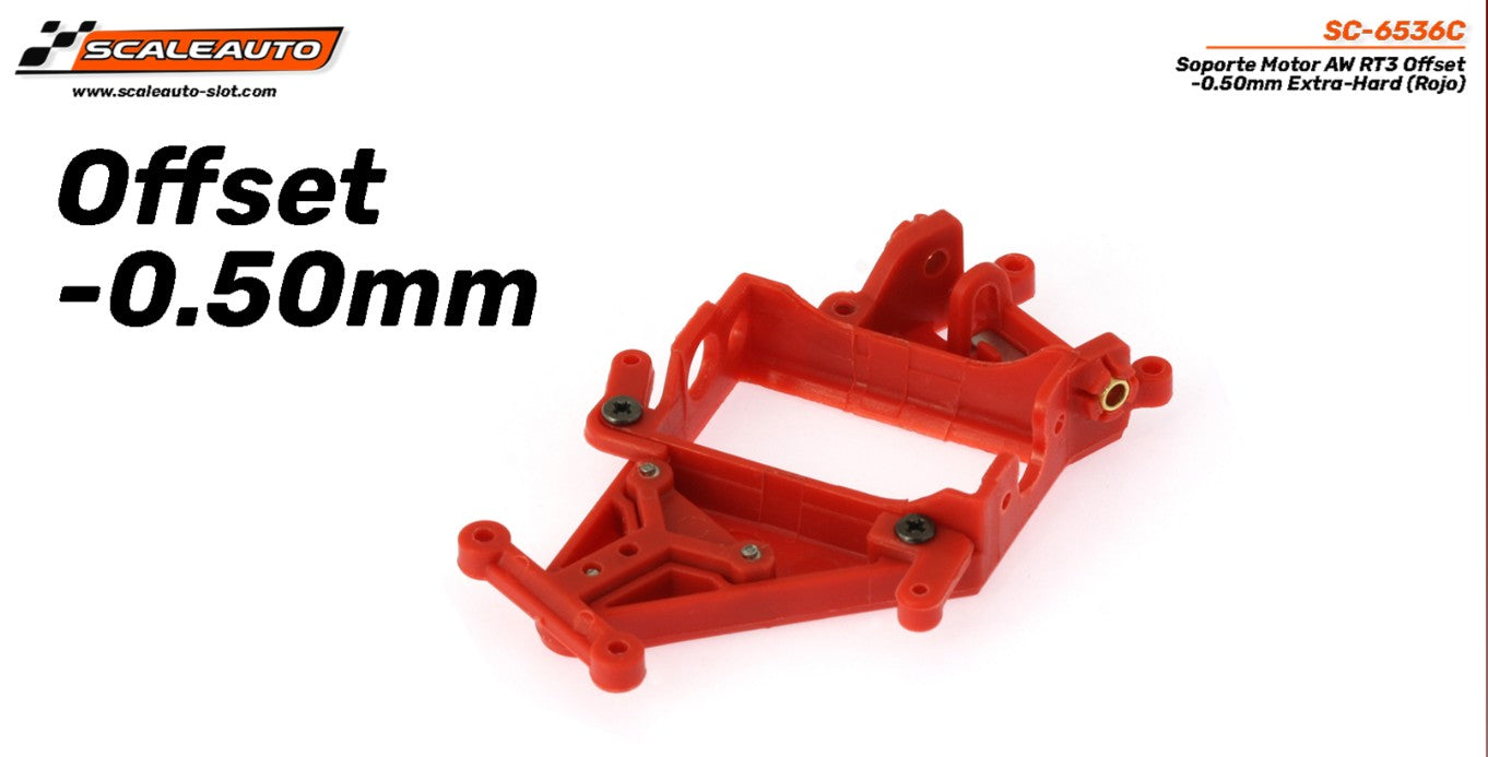 Soporte Motor AW RT3 Offset -0.50mm Hard (Rojo)