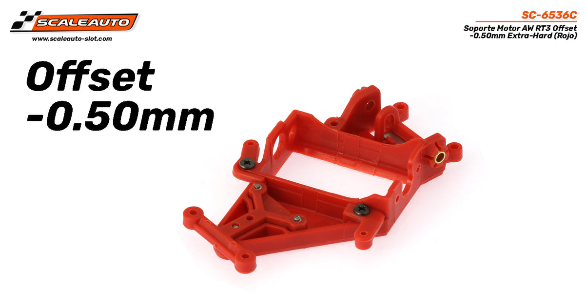 Soporte Motor AW RT3 Offset -0.50mm Hard (Rojo) · Scaleauto SC-6536C