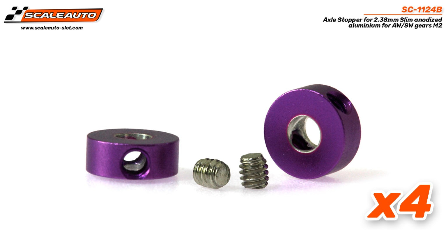 Tope Corona Slim M2 para Ejes 2,38mm. Anodizado en Violeta Aluminio.