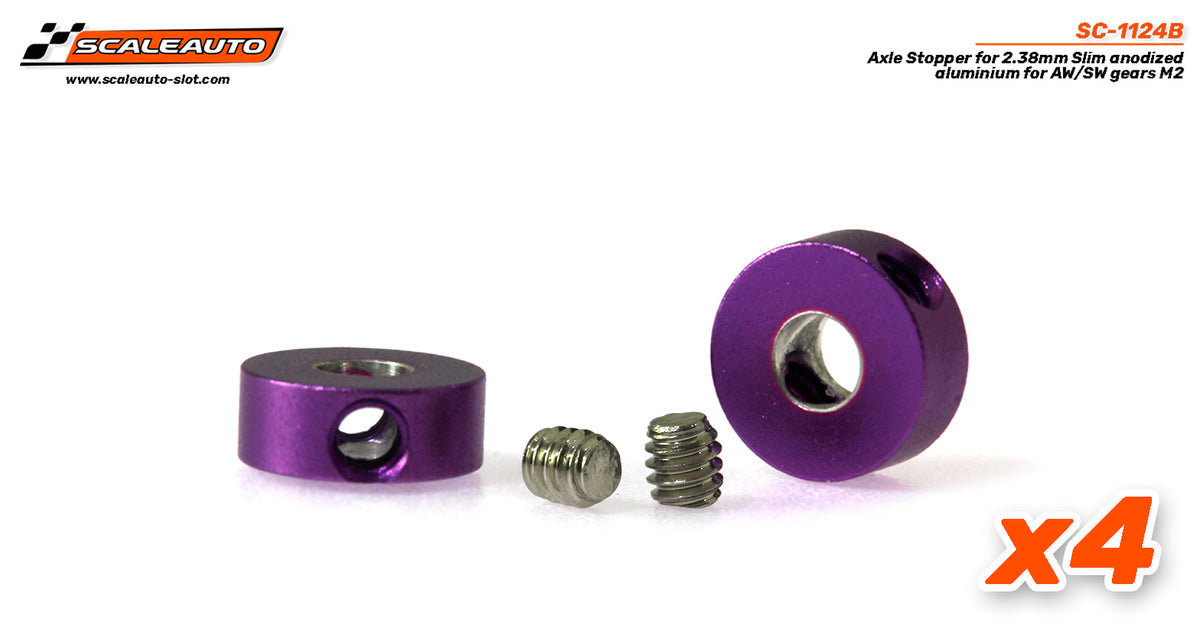 Tope Corona Slim M2 para Ejes 2,38mm. Anodizado en Violeta Aluminio. · Scaleauto SC-1124B