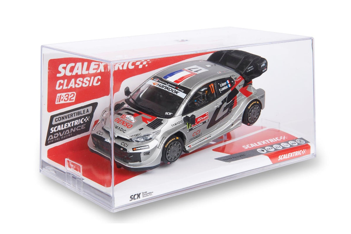 Modelo compatible: TOYOTA YARIS WRC – RALLY PORTUGAL ’25. Foto orientativa del coche; se vende únicamente el chasis 3D.