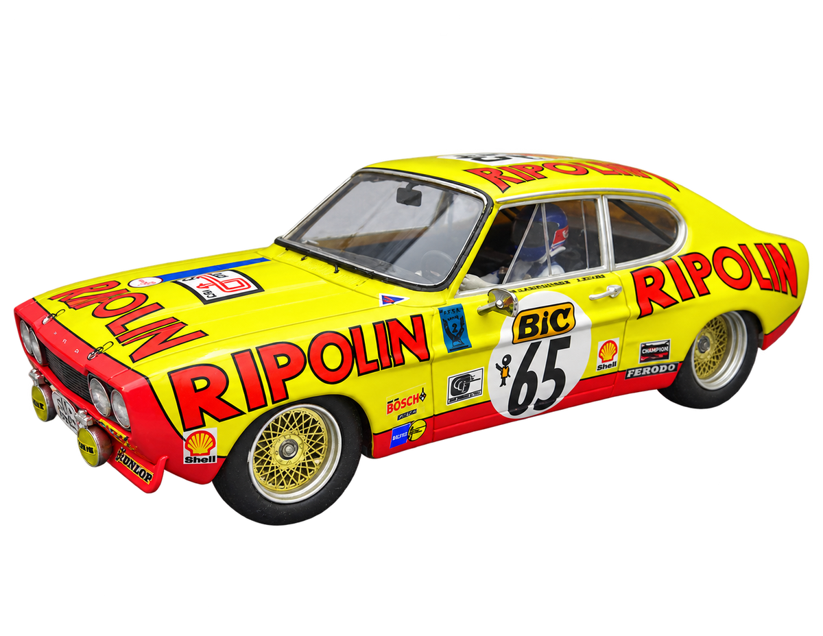 Modelo compatible: FORD CAPRI 2600 RS RIPOLIN TOUR DE FRANCE 1972 REF.00302 SRC. Foto orientativa del coche; se vende únicamente el chasis 3D.