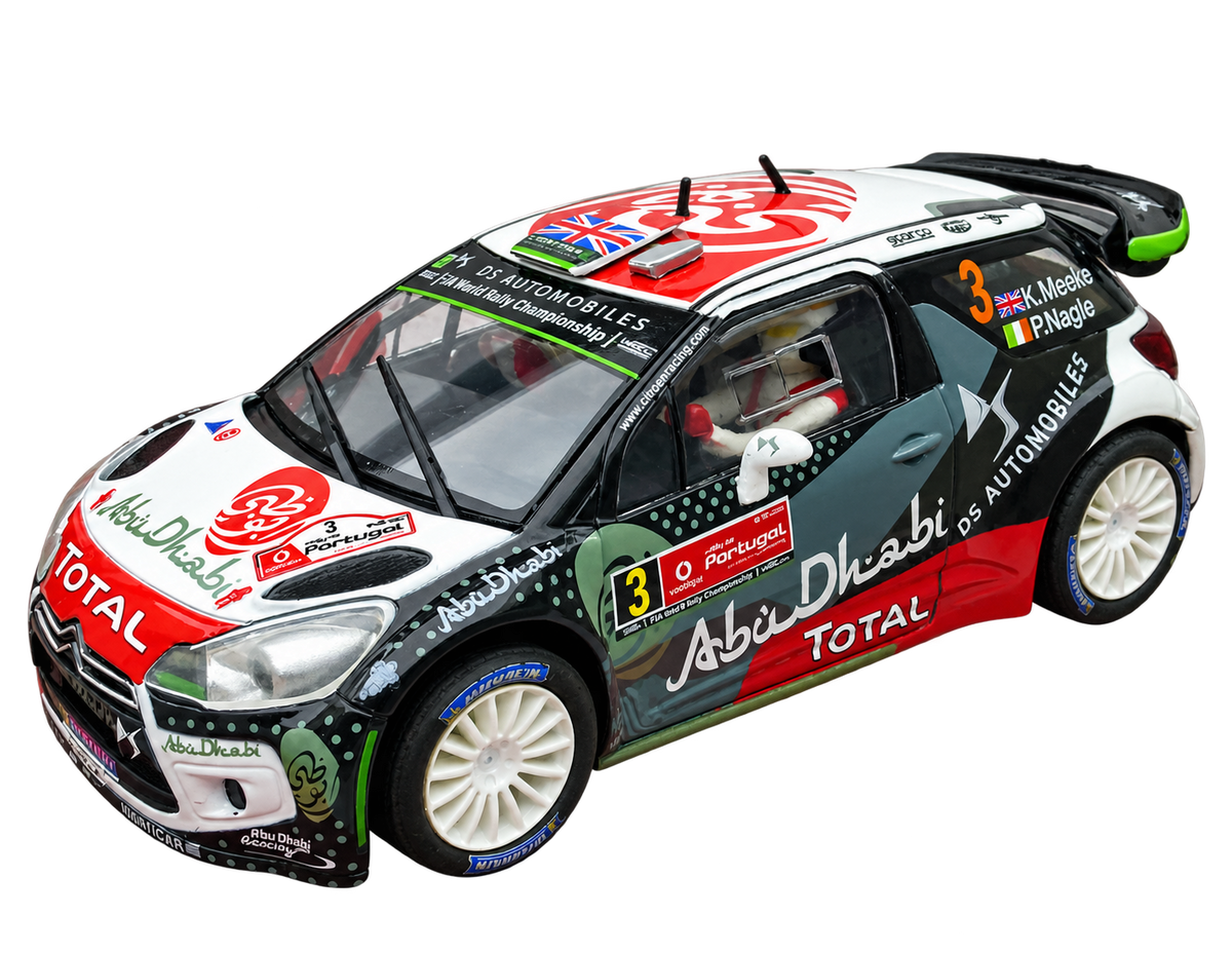 Modelo compatible: CITROEN  DS3 WRC Rally Portugal Scalextric REF. A10217S300 EDUCA. Foto orientativa del coche; se vende únicamente el chasis 3D.