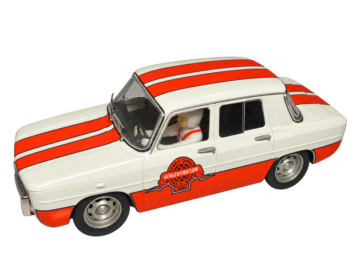 Modelo compatible: RENAULT 8 CLUB SCALEXTRIC 2009 REF.6372 TECNITOYS. Foto orientativa del coche; se vende únicamente el chasis 3D.